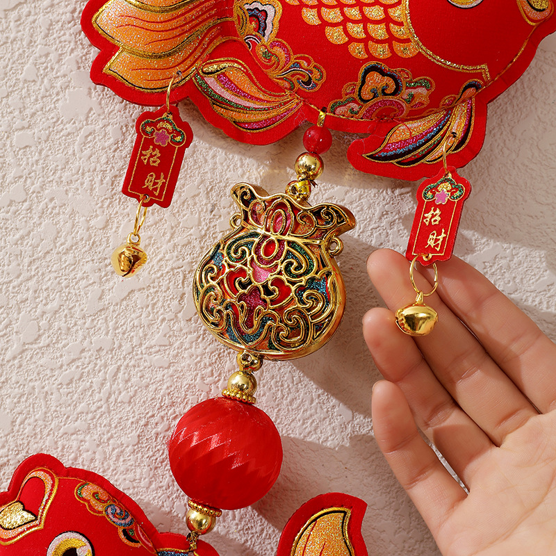 New Year pendant 2025 new fish string pendant New Year decoration supplies housewarming indoor festive blessing word pendant wholesale