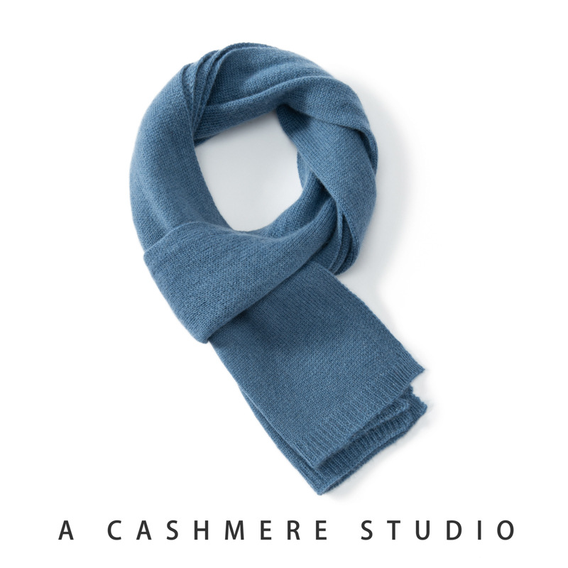Cashmere children's scarf men's and women's wool Korean-style versatile knitted thickened warm scarf solid color season new wholesale