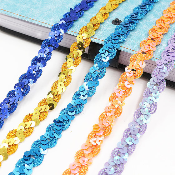 Environmental protection wave sequin strip bead belt clothing accessories DIY1.5CM performance clothing sequin lace belt