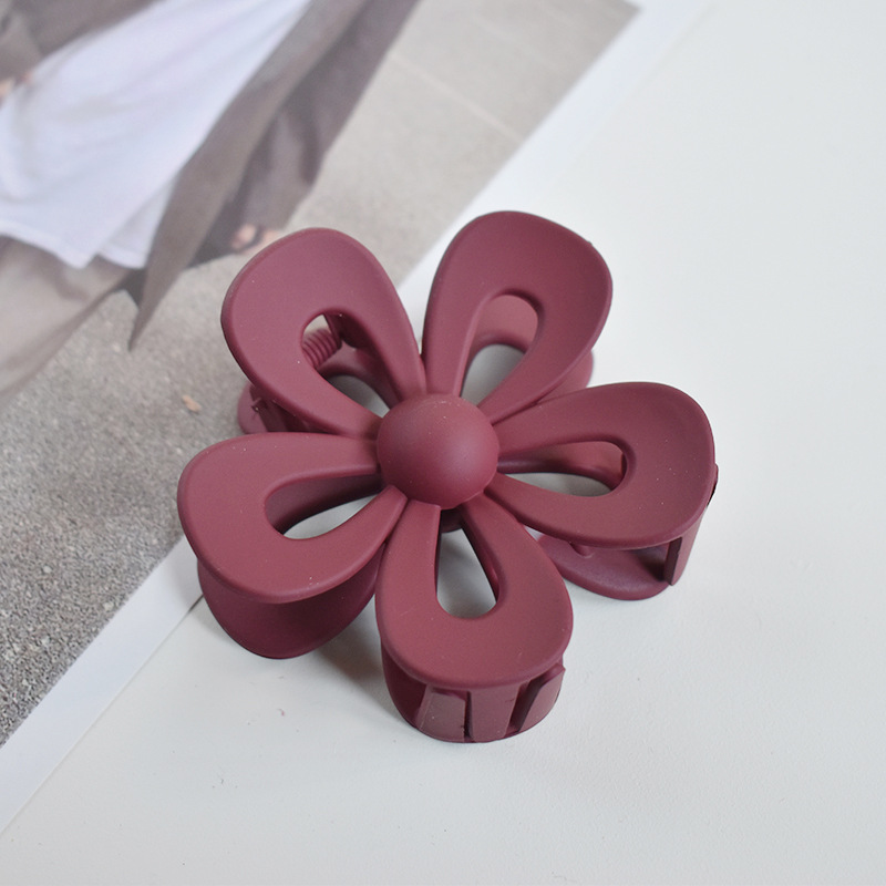 Cross-border  new plastic large flower scratch clip seamless spray paint frosted hair claw clip shark clip wholesale_voghion.com