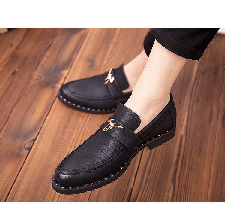 Herresko, frisør, britiske fritidssko, lakkskinn, skarpe, fasjonable skinnsko, slip-on late sko, Bean sko_voghion.com