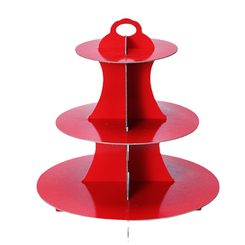 Birthday party wedding party dessert stand three-layer paper monochrome cake stand