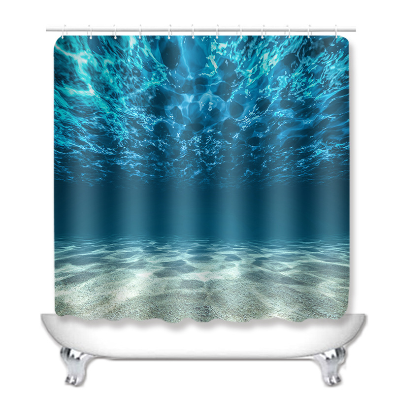Cross-border explosions ocean bathroom waterproof shower curtain toilet mat set bedroom tapestry Amazon wish hot 02
