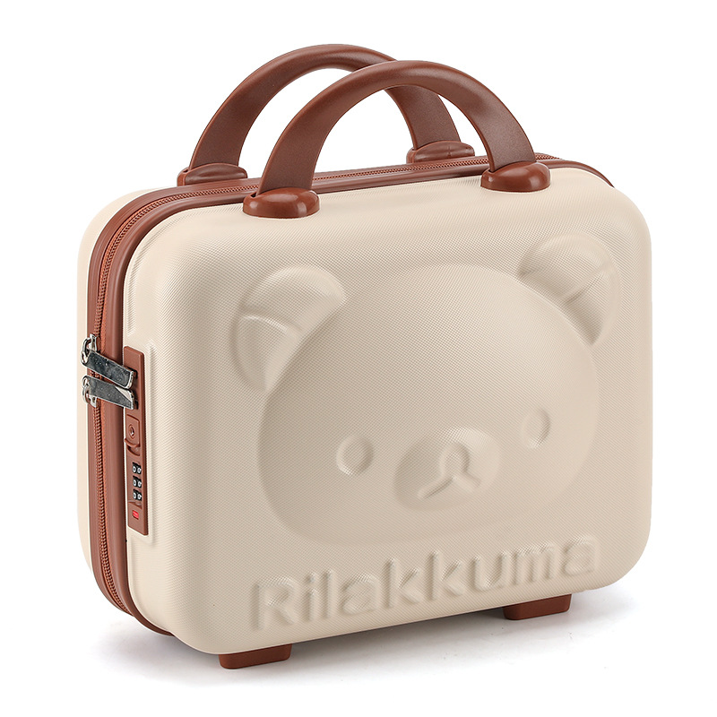 Hand Luggage Mini 14 inch Cosmetic Case Cartoon Bear Storage Case Small Lightweight Combination Lock Travel Case