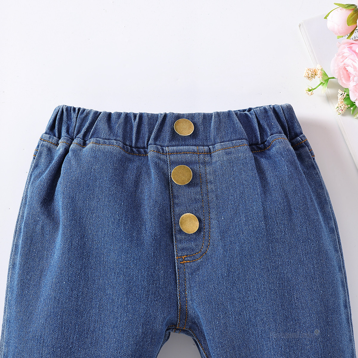 samgami baby cross-border spring and summer children's western style jeans ins girls wash water jeans flared pants