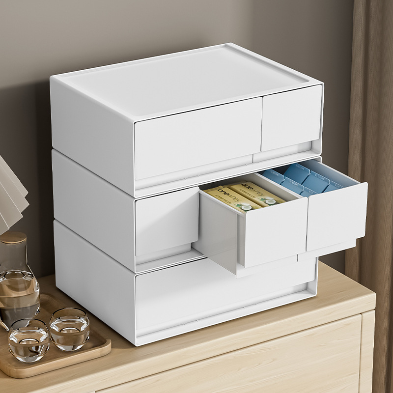 Storage box plastic desktop storage box cosmetic drawer organizing box free combination multi-layer stackable jewelry box