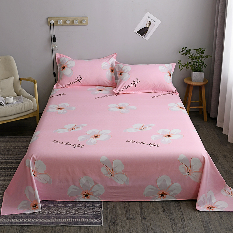 Single Bed Sheet Student Dormitory Single Summer ins Style Girl 1.2 m1.5 m Double Cartoon Washed Cotton Sheet