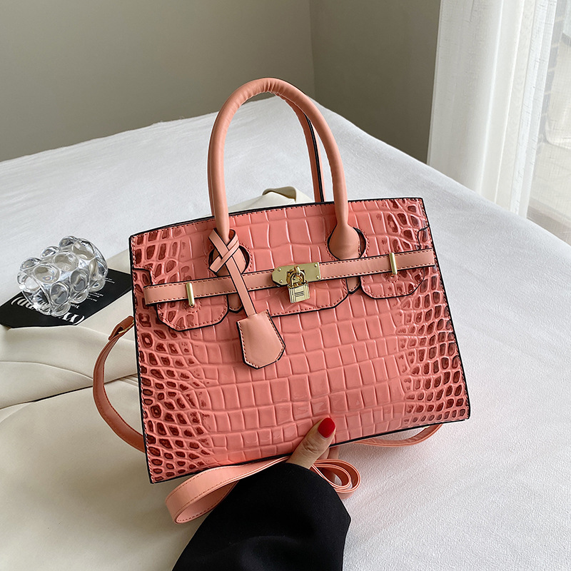 Foreign Trade Kelly Bag Women's 2023 New Crocodile Handbag European and American Fashion Women's Bag Shoulder Bag Bag
