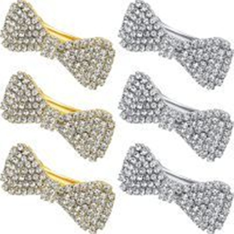 Korean style hair accessories new bow hairpin Diamond-embedded side clip exquisite women's rhinestone BB clip one-piece delivery