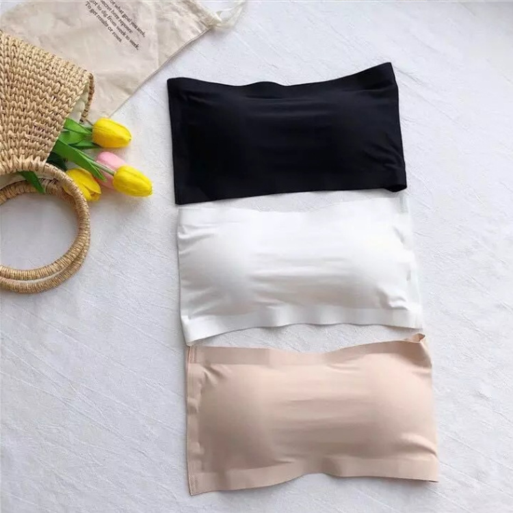 Summer Cross-border One-line Inner Wash Base Tube-shaped Ice Silk Buckle Beautiful Back Underwear Chest Pad Strapless Invisible Chest Wrap