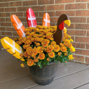 Turkey Planter Wooden Sticks Thanksgiving Turkey Planter Decoration Gardening Decoration Plug-in