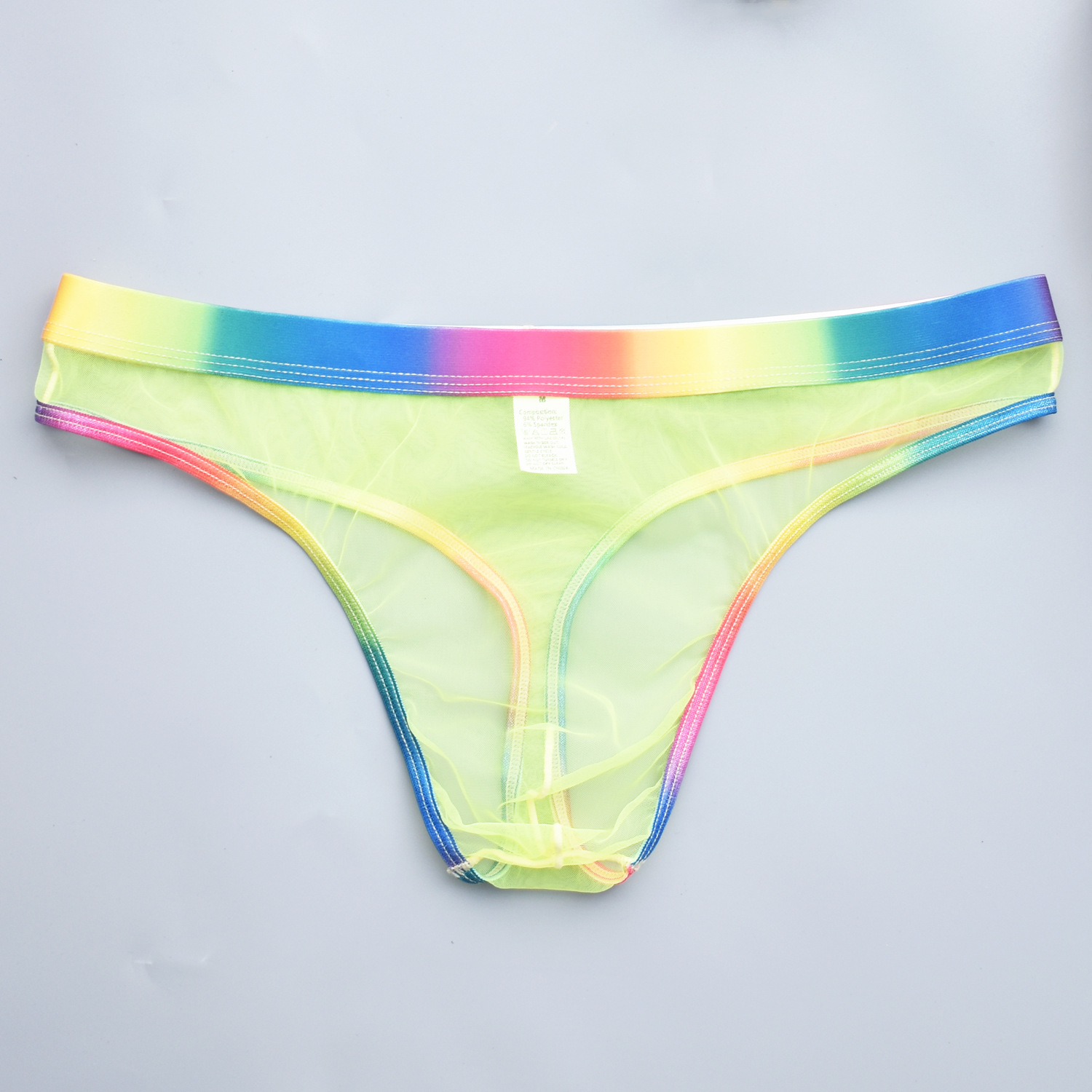 Foreign trade in stock men's sexy underwear see-through sexy rainbow edge men's thong dew point temptation men B902