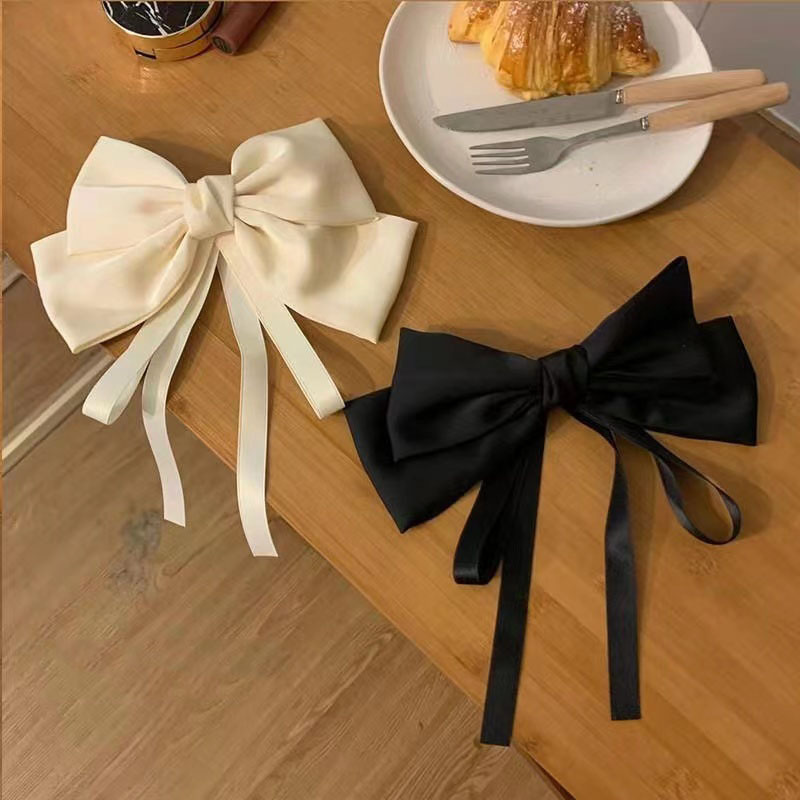 Bow hairpin women's elegant spring clip New style hair accessories satin hair hook back head clip high-grade head accessories