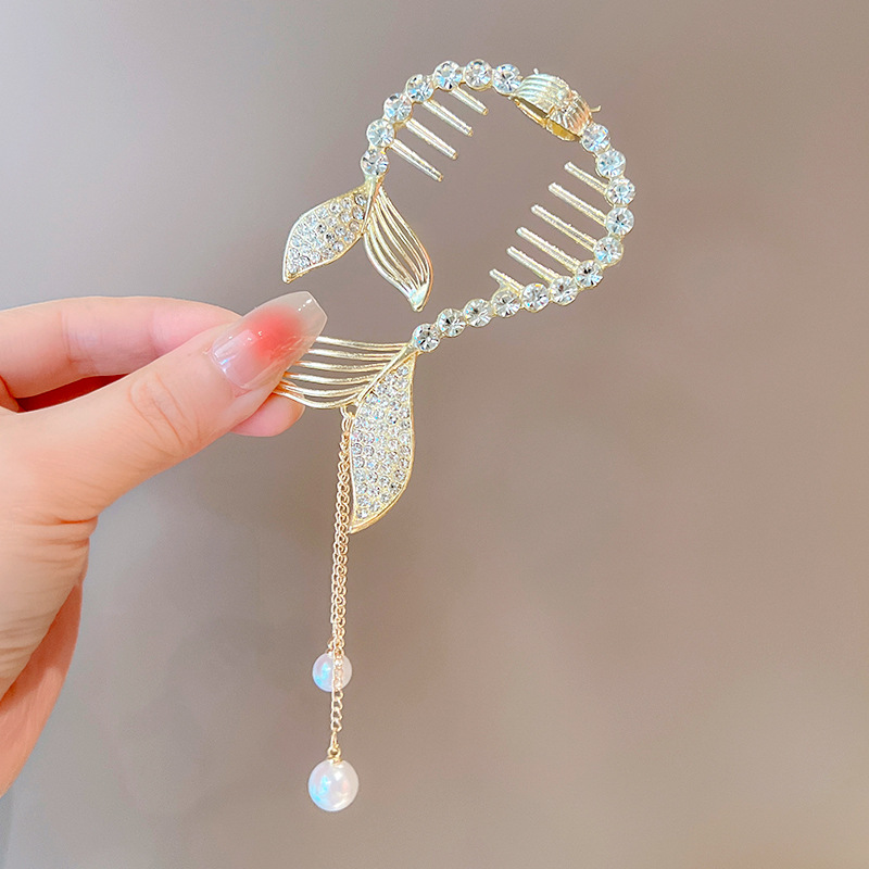 Super fairy Camellia tassel hairpin female high-grade sense back Head Ball head updo artifact temperament hair clip headdress summer_voghion.com