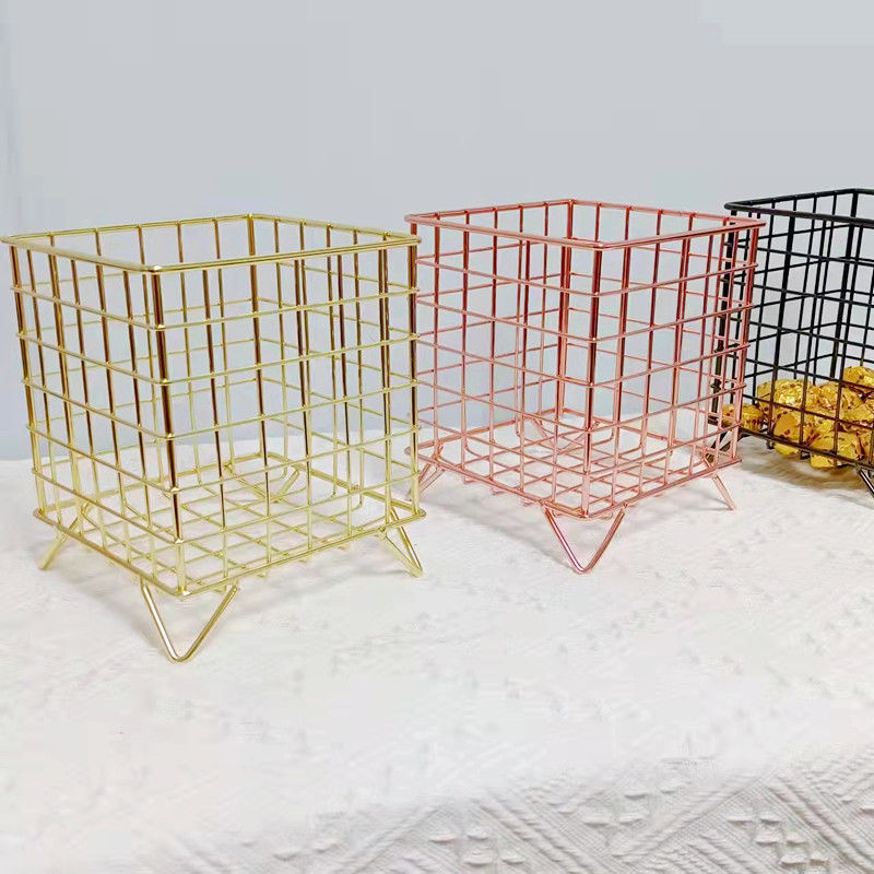 Creative Simple Iron Storage Basket Square Coffee Nordic Storage Basket Desktop Sundry Basket Wholesale Storage Frame