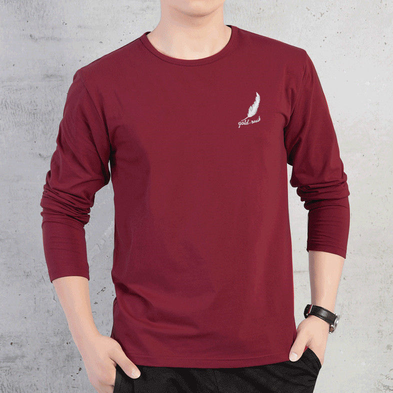 Spring and Autumn Men's Long-sleeved T-shirt Youth Pullover Loose Base Shirt Large Size Men's Junior Student Autumn Clothes Top
