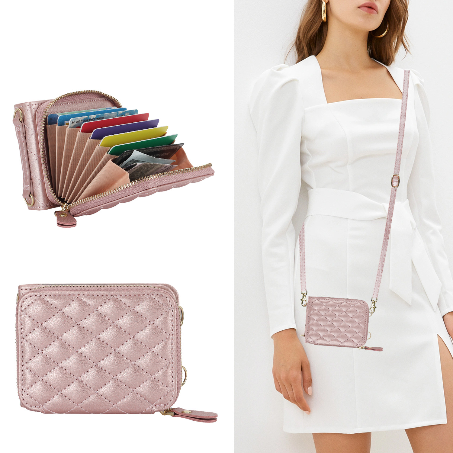 For Flip5 4 Folding Phone Case Fashion Card Samsung ZFlip6 Crossbody Phone Case Leather Case_voghion.com