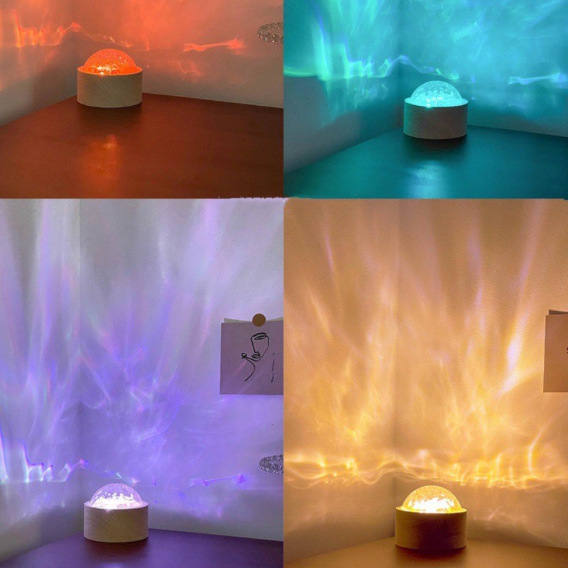 Light and Shadow table lamp rotating water pattern light night light projection Aurora flame bedside lamp bedroom gift