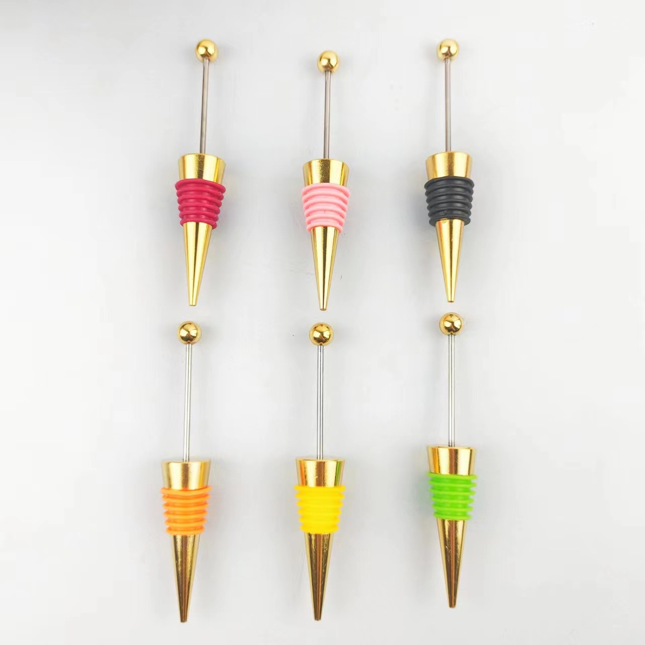 Spot diy beaded red wine stopper with beads long rod silicone bottle stopper color red wine champagne stopper wine stopper