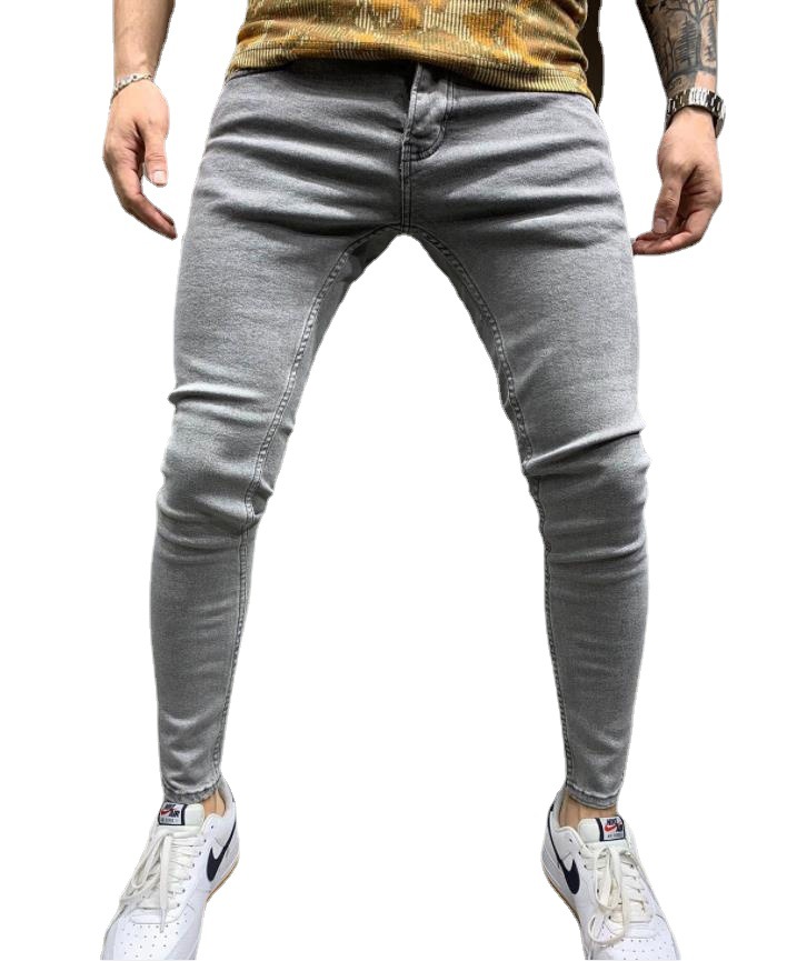 Large quantity discount Europe and the United States cross-border new men's elastic tight jeans foreign trade independent station jeans