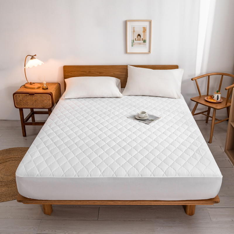 Cross-border cotton water washing and grinding Taiwan bed bag solid color urine-proof waterproof bed cover mattress protection cover wholesale 