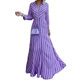 FD1075 in stock 2024 autumn cross-border new women's fashion long sleeve temperament long striped dress