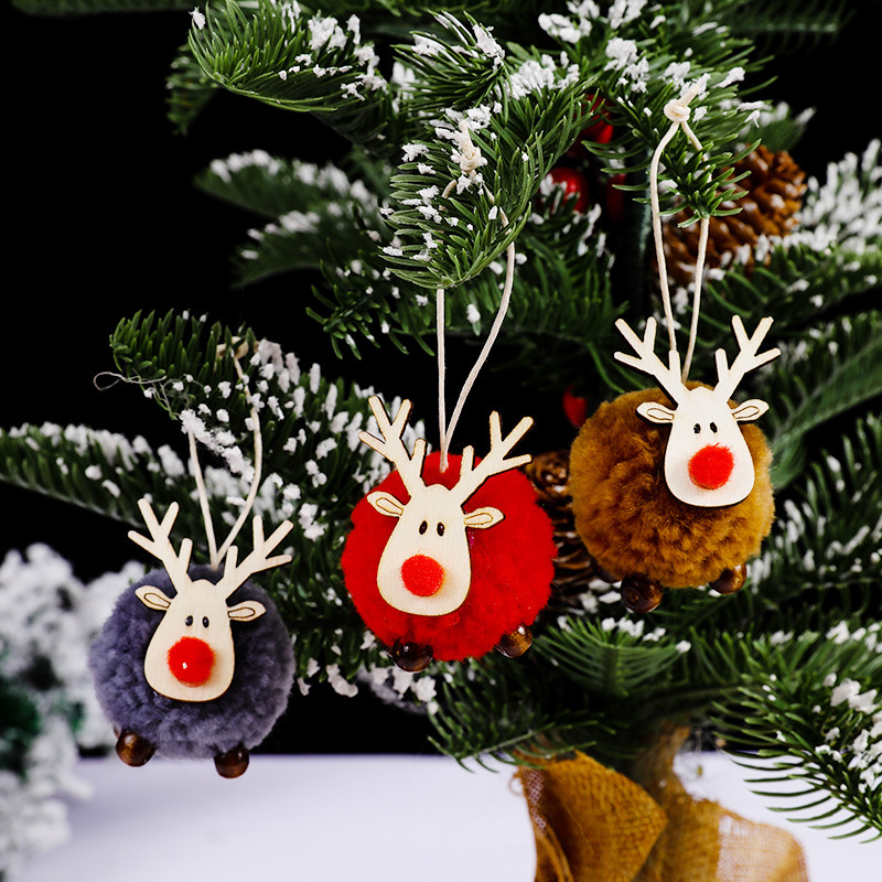 クリスマスの祭りの装飾品フェルトの鹿のペンダントのアイデアのヘラジカの羊の小毛のボールのクリスマスツリーのつりの贈り物|undefined