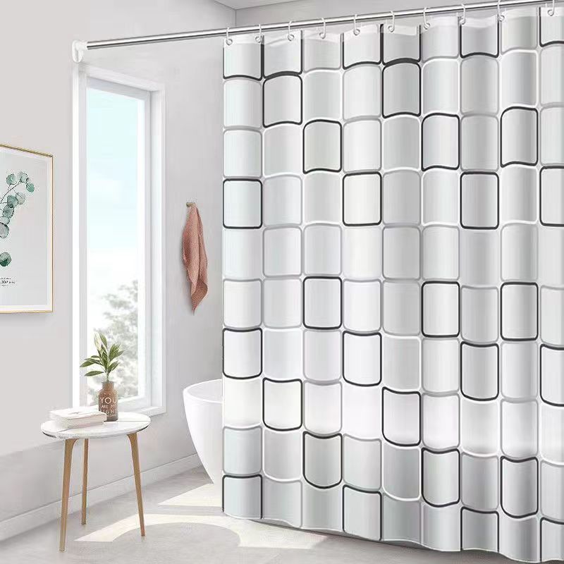 Black Square Shower Curtain Waterproof Thickened Modern Simple Partition Curtain Blackout Shower Curtain Cloth Bathroom Bath Curtain