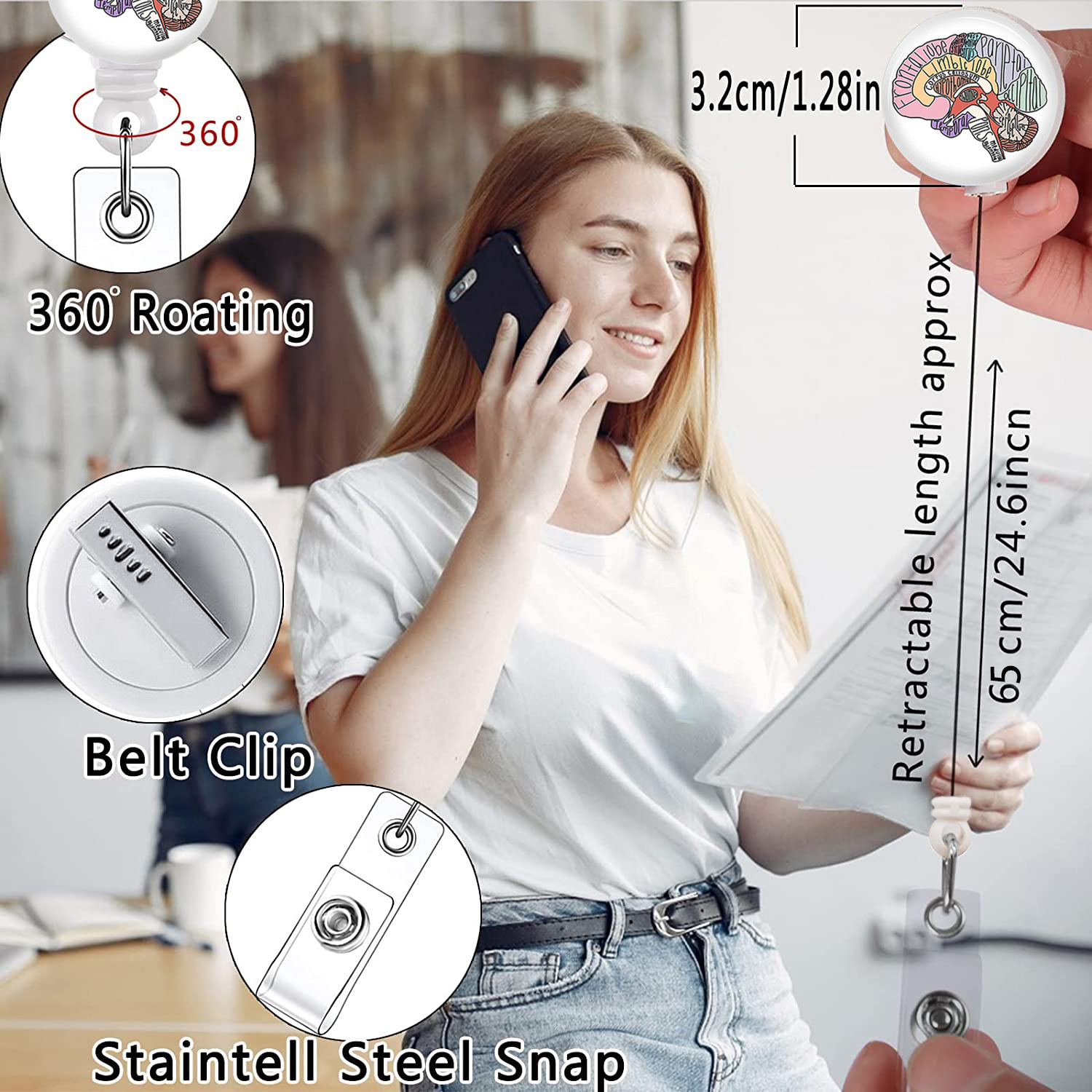 Heart, spleen, lung, brain, large intestine organ easy to pull button telescopic easy to pull ID button Doctor Nurse Badge button badge