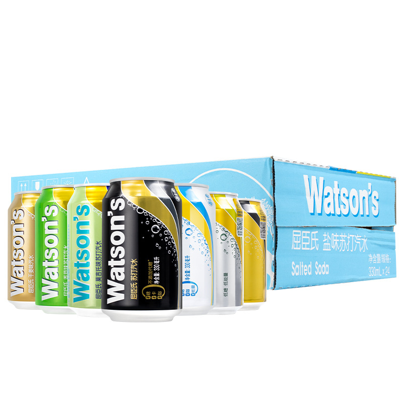 Watsons Watsons soda water wholesale 330ml * 24 canned whole box of original soup strength water drinks