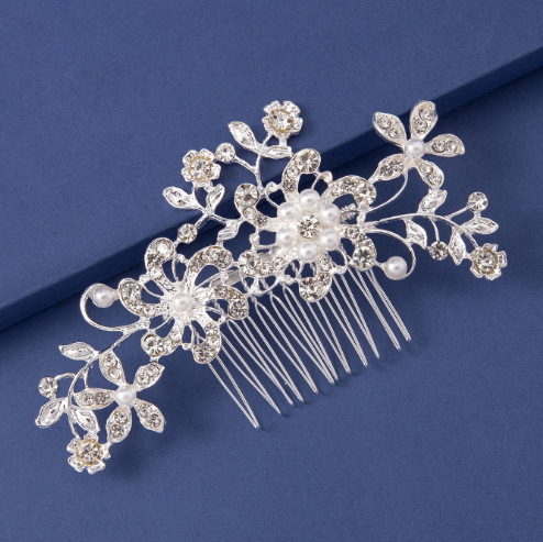 Popular bridal hair comb wedding dress hair accessories headdress wedding accessories rhinestone coil hair plug hair comb pearl hair comb