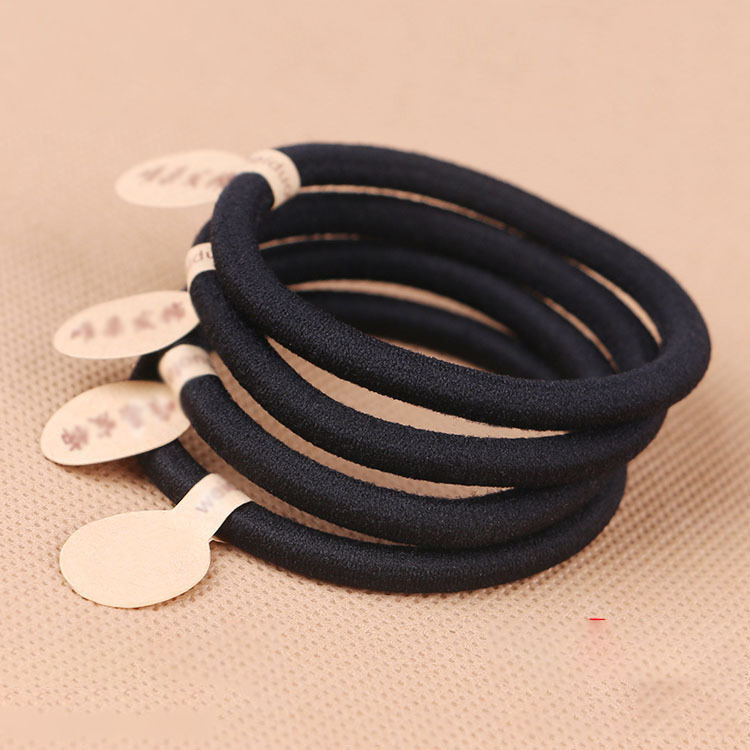 Factory wholesale Korean version of high elastic base tie head rubber band Black seamless labeling base hair ring headdress hair accessories