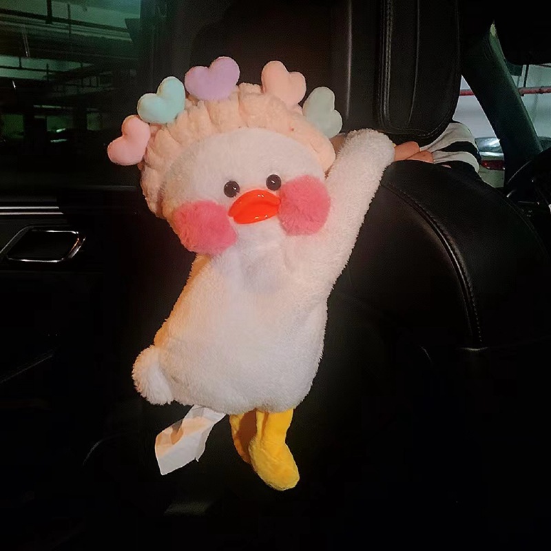 Car Tissue Box Cartoon Cute Duck Interior Accessories Convenient Chair Back Hanging Multifunctional Car Hanging Tissue Pumping