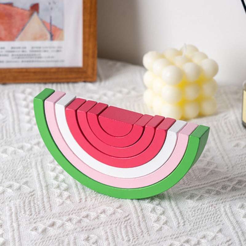 Yurun Rainbow Building Blocks Wooden Children's Combination Assembled Puzzle Stacking Music Mengshi 0-3 Years Old Early Education Cognitive Toy