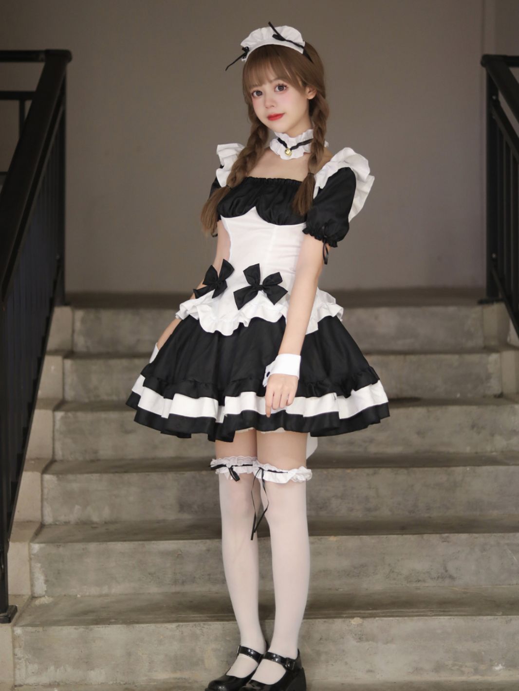 Game Costume cosplay Miracle Warm Black and White Chocolate Maid lolita Princess Dress