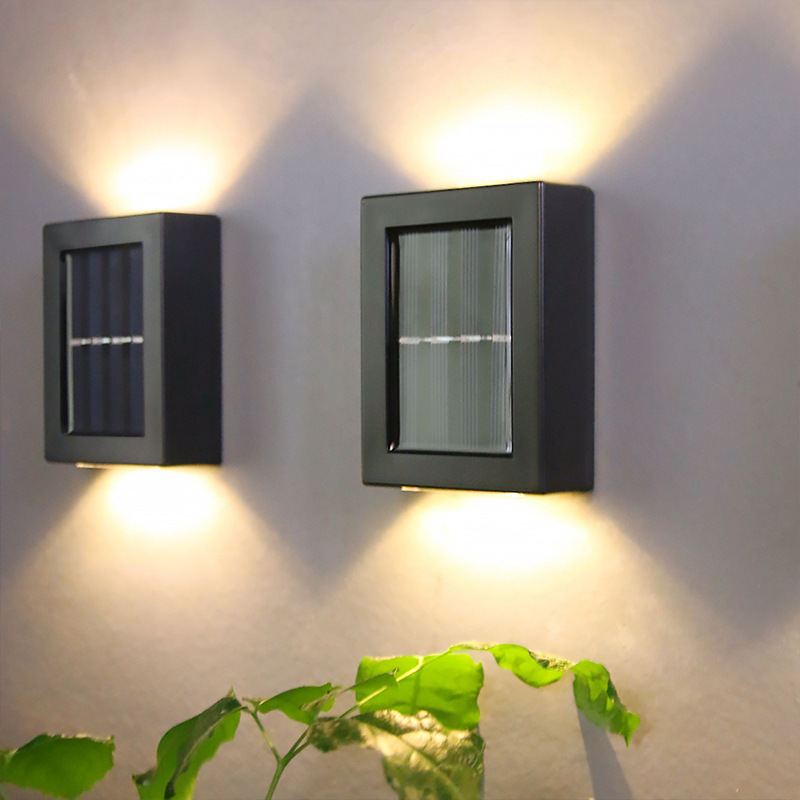 Solar Night Light Outdoor Garden Wall Light Waterproof 2LED Up and Down Light Outdoor Decorative Garden Light Wall Light