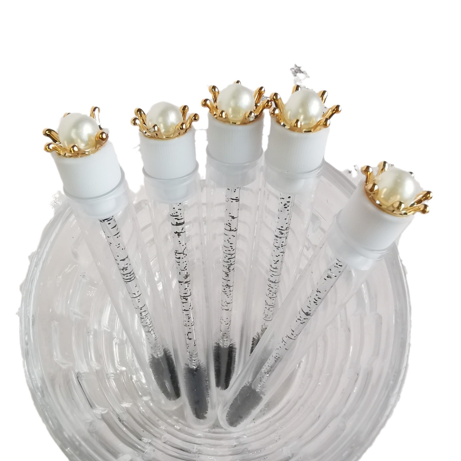 New Foreign Trade Crown Diamond Crown Pearl Crystal Rod Test Tube Eyelash Brush Spiral Grafting Eyelash Brush