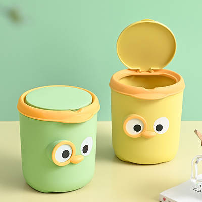 Desktop Trash Can Cute Small Bedroom Bedside Office Cartoon Storage Barrel Mini Household Wholesale with Lid