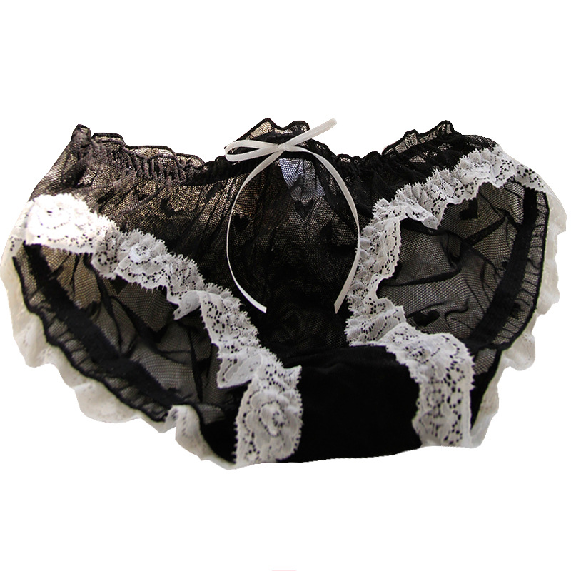 Black ladies underwear wholesale Japanese lace sexy girl bow waist mesh briefs 620 series