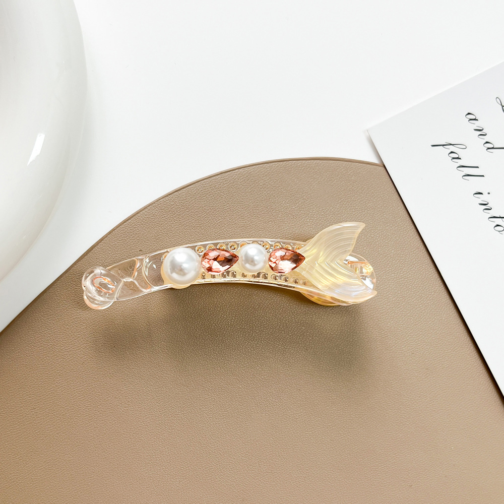 Corea del Sud piccola clip a banana clip a coda di pesce con perle clip verticale per capelli forcina per capelli di alta qualità clip a coda di cavallo con goccia d'acqua clip a torsione carina_voghion.com