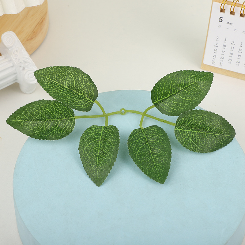 Soap flower rose imitation leaf material imitation leaf dried flower material bouquet silk screen printing leaf rose Leaf Wholesale