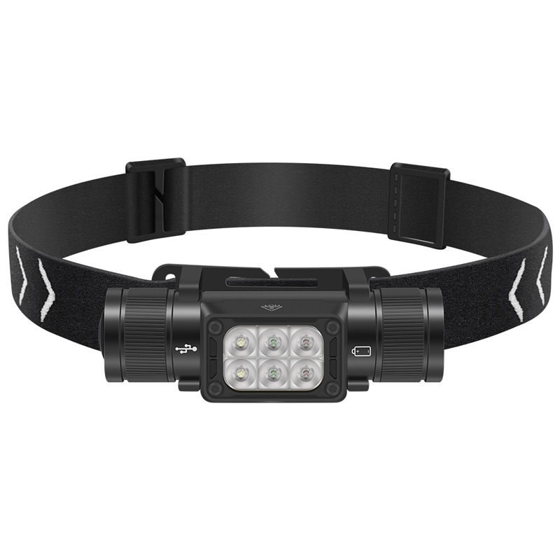 New white light red light green light three light source headlight cross-border TYPE-C aluminum alloy rechargeable outdoor fishing headlight