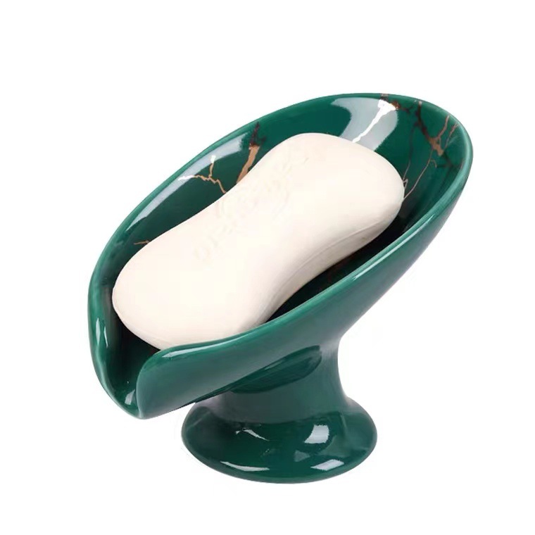 Creative cross-border new ceramic leaf soap box hotel bathroom toilet soap bracket soap leaf tray