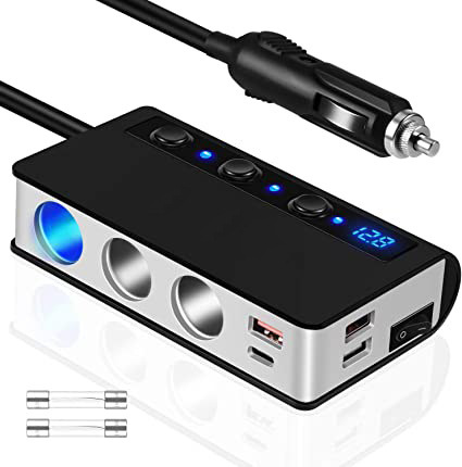 Pd20w + ダブルqc車載携帯電話充電器180w一ドラッグ三点煙器車充電独立スイッチ電圧デジタル表示|undefined