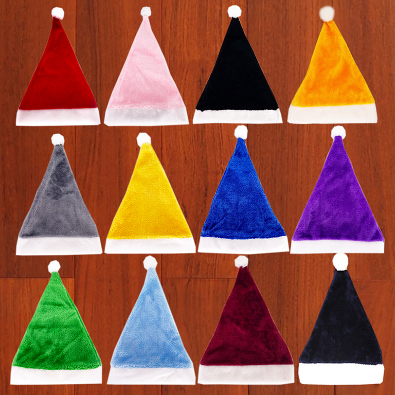スポットクリスマスパーティーデコレーション 29*39 ショートプラッシュクリスマスハット レッドピンク 高級ゴールドベルベット大人用ハット