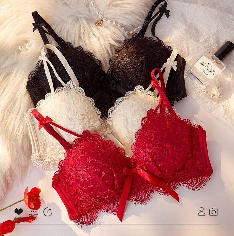 Japanese Style Girls' Underwear Small Chest Large Gathered bra Adjustable bra Set Embroidered Lace bra
