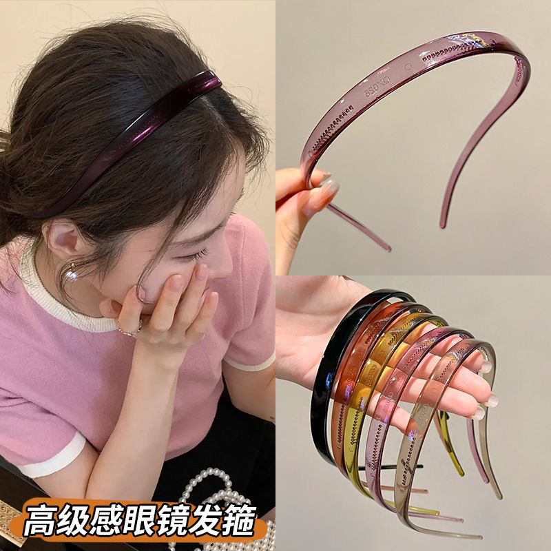 簡約壓發防滑發箍女眼鏡細款洗臉頭箍外出百搭發捆2023年新款頭飾