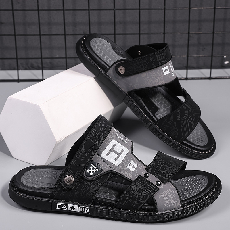 2023 men's fashion sandals fashionable Korean style all-match beach sandals for driving dual-use factory wholesale cross-border