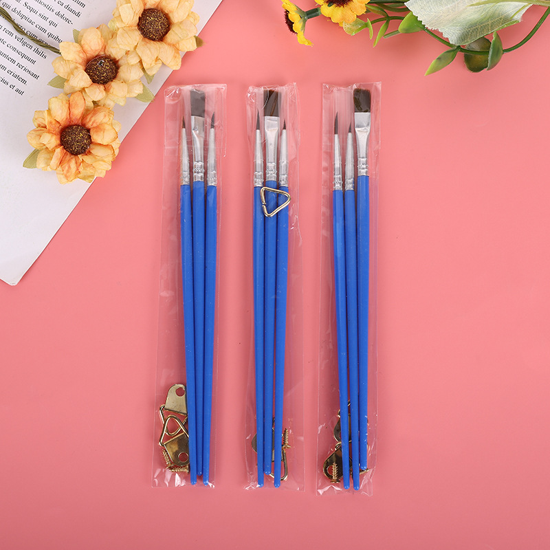 Cross-Border 3 blue plastic rod nylon hair pointed chalk Digital Oil Brush Set