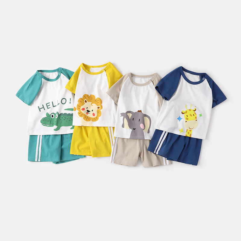 嬰兒套裝夏裝兒童衣服1-3歲女童童裝休閒夏季男童短袖小寶寶短褲